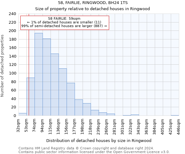 58, FAIRLIE, RINGWOOD, BH24 1TS: Size of property relative to detached houses in Ringwood