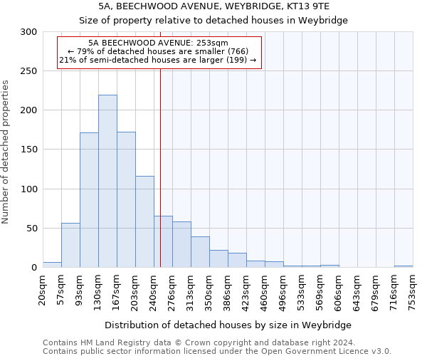 5A, BEECHWOOD AVENUE, WEYBRIDGE, KT13 9TE: Size of property relative to detached houses in Weybridge