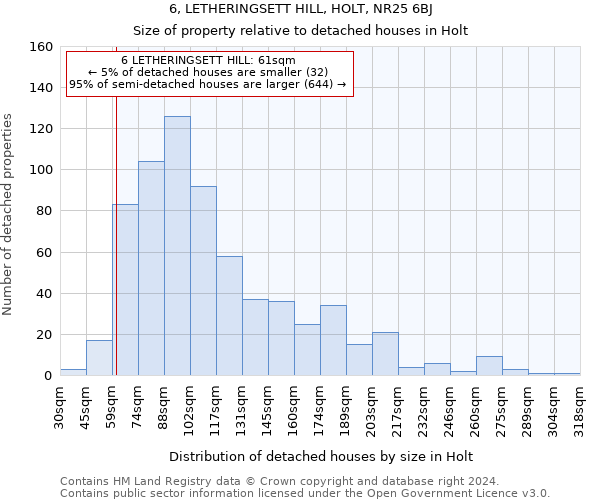 6, LETHERINGSETT HILL, HOLT, NR25 6BJ: Size of property relative to detached houses in Holt