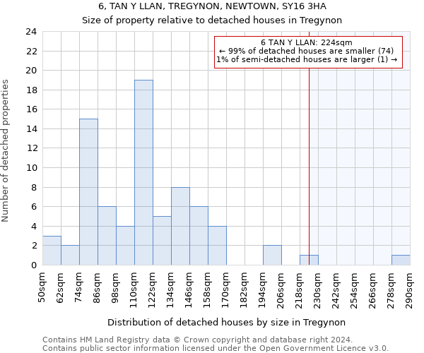 6, TAN Y LLAN, TREGYNON, NEWTOWN, SY16 3HA: Size of property relative to detached houses in Tregynon