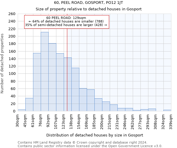 60, PEEL ROAD, GOSPORT, PO12 1JT: Size of property relative to detached houses in Gosport