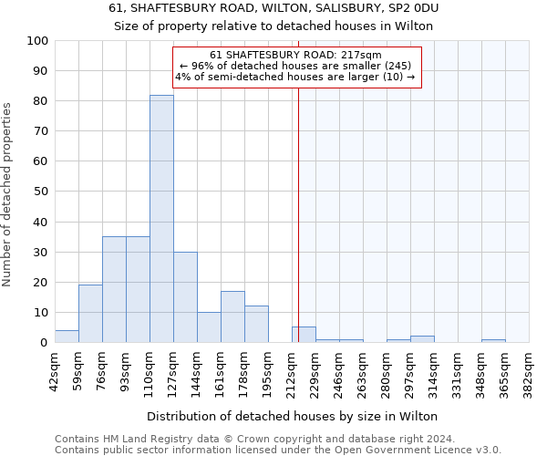 61, SHAFTESBURY ROAD, WILTON, SALISBURY, SP2 0DU: Size of property relative to detached houses in Wilton