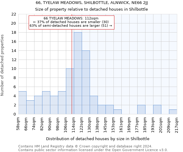 66, TYELAW MEADOWS, SHILBOTTLE, ALNWICK, NE66 2JJ: Size of property relative to detached houses in Shilbottle