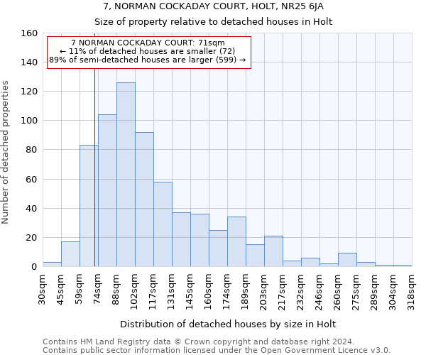 7, NORMAN COCKADAY COURT, HOLT, NR25 6JA: Size of property relative to detached houses in Holt