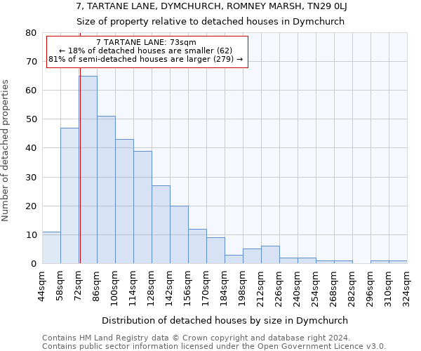 7, TARTANE LANE, DYMCHURCH, ROMNEY MARSH, TN29 0LJ: Size of property relative to detached houses in Dymchurch