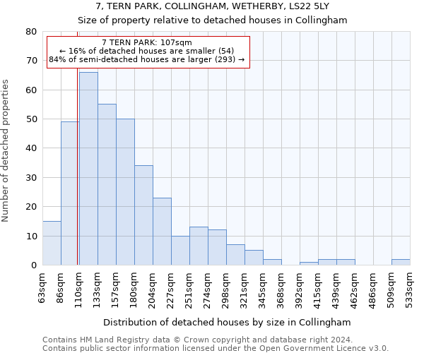 7, TERN PARK, COLLINGHAM, WETHERBY, LS22 5LY: Size of property relative to detached houses in Collingham