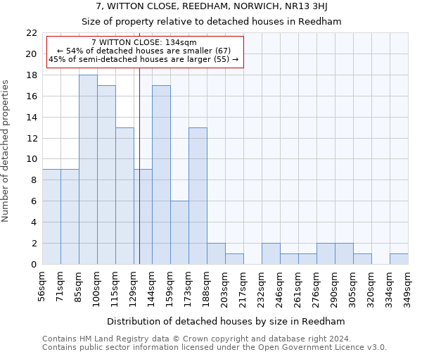 7, WITTON CLOSE, REEDHAM, NORWICH, NR13 3HJ: Size of property relative to detached houses in Reedham