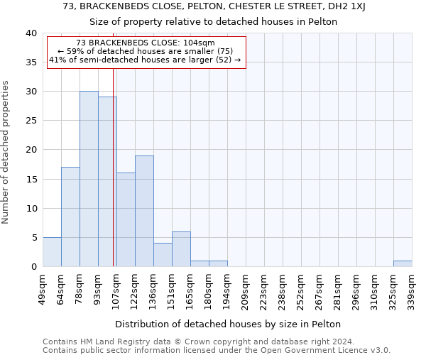 73, BRACKENBEDS CLOSE, PELTON, CHESTER LE STREET, DH2 1XJ: Size of property relative to detached houses in Pelton