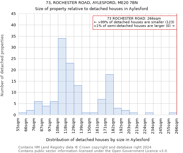 73, ROCHESTER ROAD, AYLESFORD, ME20 7BN: Size of property relative to detached houses in Aylesford