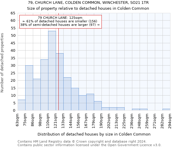 79, CHURCH LANE, COLDEN COMMON, WINCHESTER, SO21 1TR: Size of property relative to detached houses in Colden Common