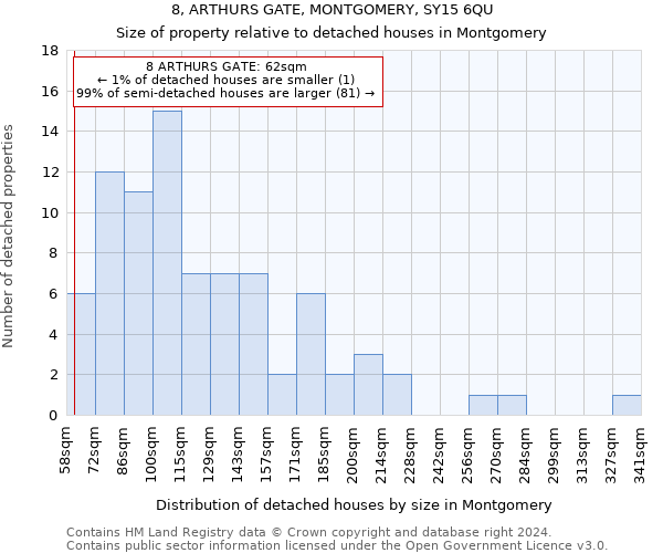 8, ARTHURS GATE, MONTGOMERY, SY15 6QU: Size of property relative to detached houses in Montgomery