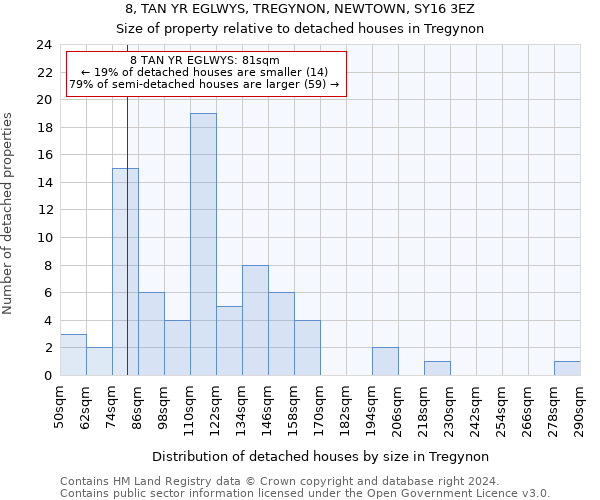 8, TAN YR EGLWYS, TREGYNON, NEWTOWN, SY16 3EZ: Size of property relative to detached houses in Tregynon