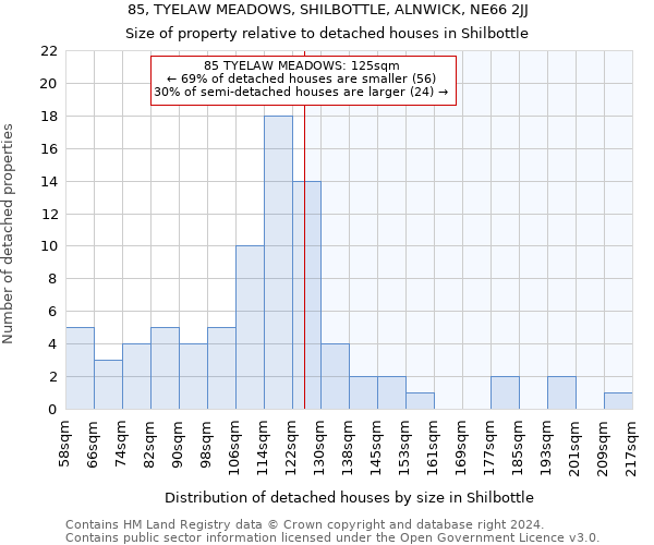 85, TYELAW MEADOWS, SHILBOTTLE, ALNWICK, NE66 2JJ: Size of property relative to detached houses in Shilbottle