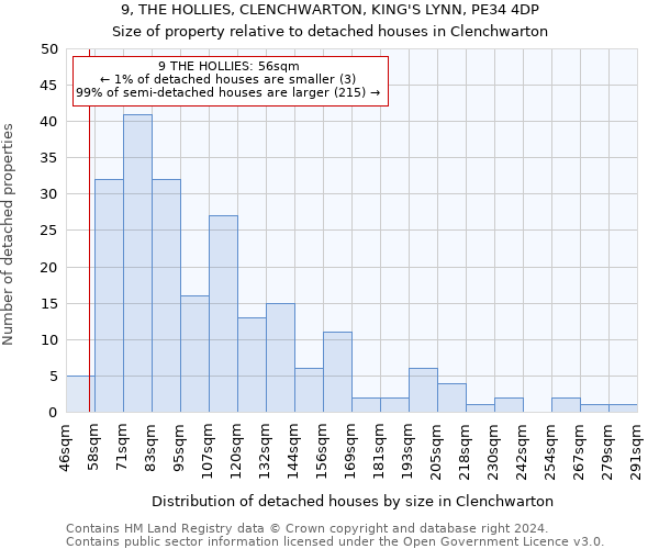 9, THE HOLLIES, CLENCHWARTON, KING'S LYNN, PE34 4DP: Size of property relative to detached houses in Clenchwarton