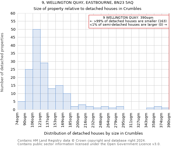 9, WELLINGTON QUAY, EASTBOURNE, BN23 5AQ: Size of property relative to detached houses in Crumbles