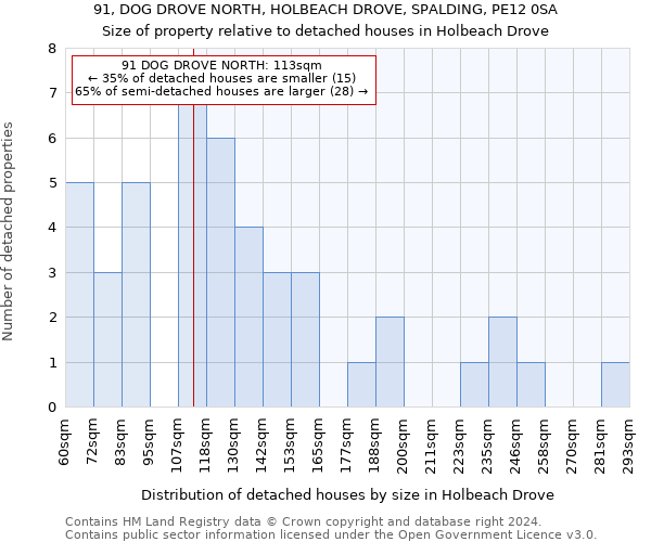 91, DOG DROVE NORTH, HOLBEACH DROVE, SPALDING, PE12 0SA: Size of property relative to detached houses in Holbeach Drove