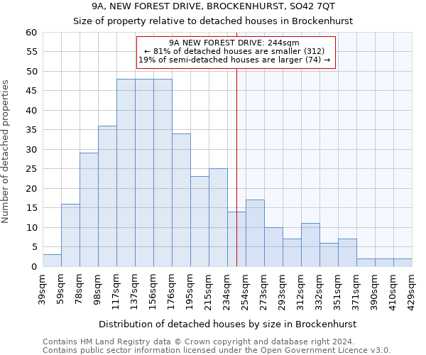 9A, NEW FOREST DRIVE, BROCKENHURST, SO42 7QT: Size of property relative to detached houses in Brockenhurst