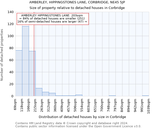 AMBERLEY, HIPPINGSTONES LANE, CORBRIDGE, NE45 5JP: Size of property relative to detached houses in Corbridge