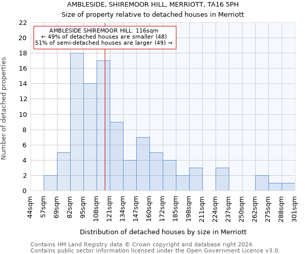 AMBLESIDE, SHIREMOOR HILL, MERRIOTT, TA16 5PH: Size of property relative to detached houses in Merriott