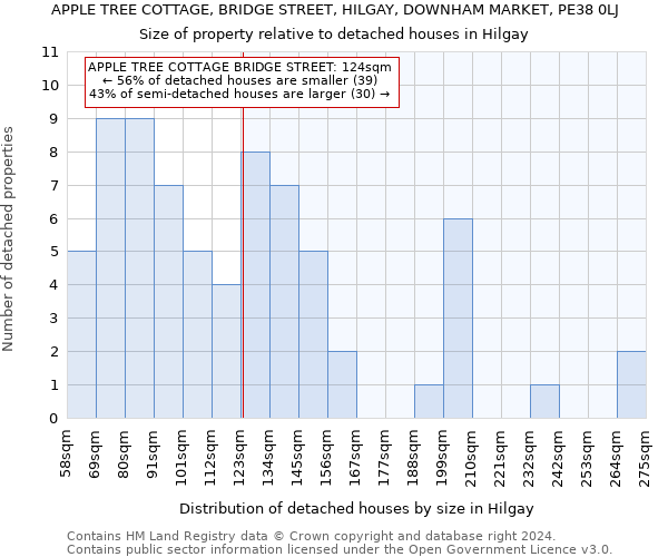 APPLE TREE COTTAGE, BRIDGE STREET, HILGAY, DOWNHAM MARKET, PE38 0LJ: Size of property relative to detached houses in Hilgay