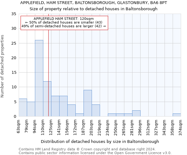 APPLEFIELD, HAM STREET, BALTONSBOROUGH, GLASTONBURY, BA6 8PT: Size of property relative to detached houses in Baltonsborough