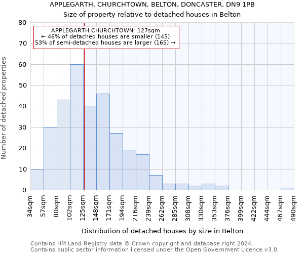 APPLEGARTH, CHURCHTOWN, BELTON, DONCASTER, DN9 1PB: Size of property relative to detached houses in Belton