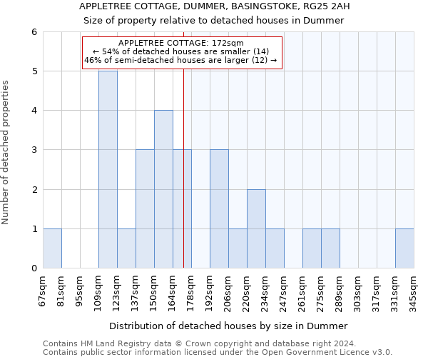 APPLETREE COTTAGE, DUMMER, BASINGSTOKE, RG25 2AH: Size of property relative to detached houses in Dummer