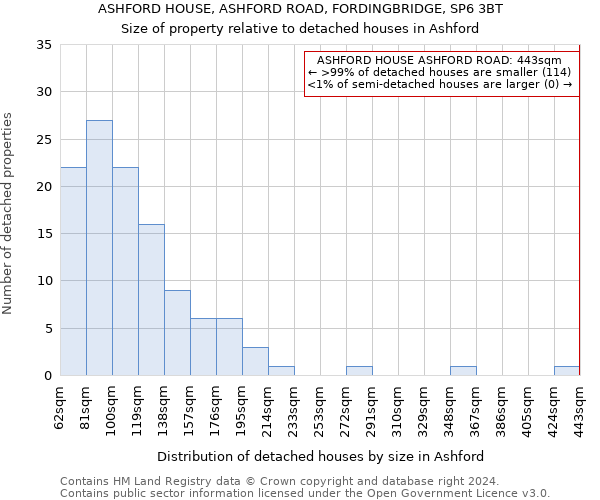 ASHFORD HOUSE, ASHFORD ROAD, FORDINGBRIDGE, SP6 3BT: Size of property relative to detached houses in Ashford