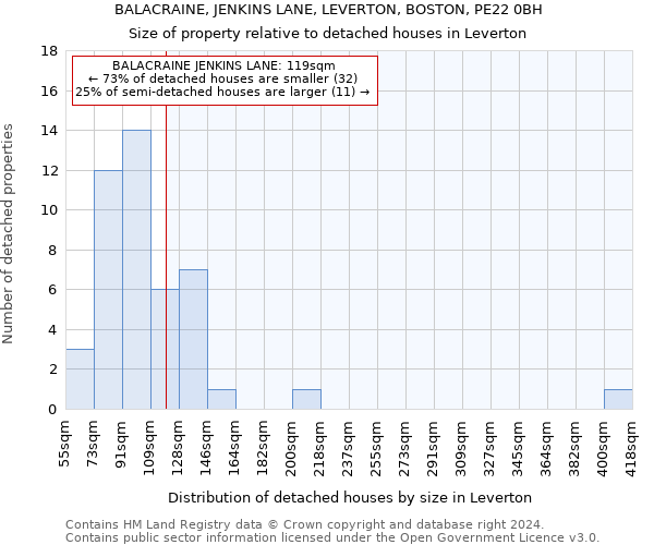 BALACRAINE, JENKINS LANE, LEVERTON, BOSTON, PE22 0BH: Size of property relative to detached houses in Leverton