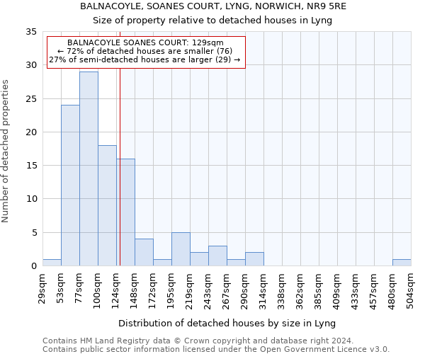 BALNACOYLE, SOANES COURT, LYNG, NORWICH, NR9 5RE: Size of property relative to detached houses in Lyng