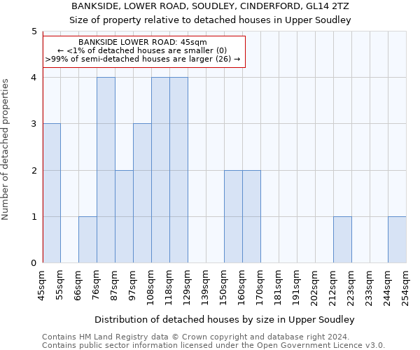 BANKSIDE, LOWER ROAD, SOUDLEY, CINDERFORD, GL14 2TZ: Size of property relative to detached houses in Upper Soudley