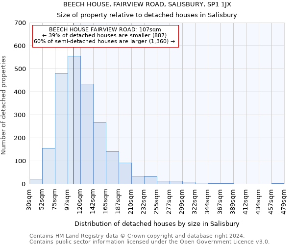 BEECH HOUSE, FAIRVIEW ROAD, SALISBURY, SP1 1JX: Size of property relative to detached houses in Salisbury