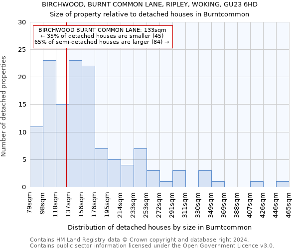 BIRCHWOOD, BURNT COMMON LANE, RIPLEY, WOKING, GU23 6HD: Size of property relative to detached houses in Burntcommon