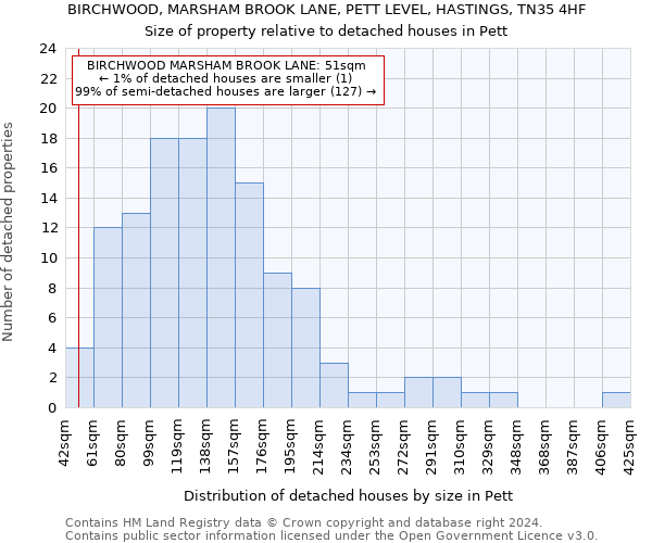 BIRCHWOOD, MARSHAM BROOK LANE, PETT LEVEL, HASTINGS, TN35 4HF: Size of property relative to detached houses in Pett
