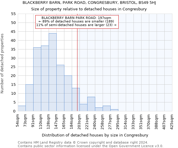 BLACKBERRY BARN, PARK ROAD, CONGRESBURY, BRISTOL, BS49 5HJ: Size of property relative to detached houses in Congresbury