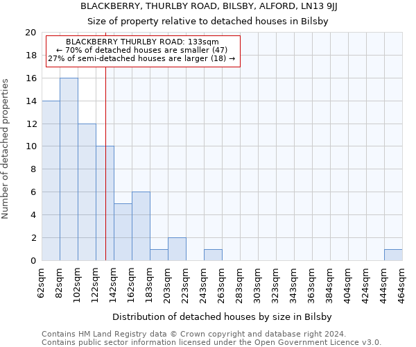 BLACKBERRY, THURLBY ROAD, BILSBY, ALFORD, LN13 9JJ: Size of property relative to detached houses in Bilsby