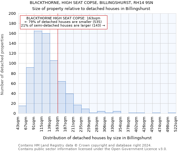 BLACKTHORNE, HIGH SEAT COPSE, BILLINGSHURST, RH14 9SN: Size of property relative to detached houses in Billingshurst