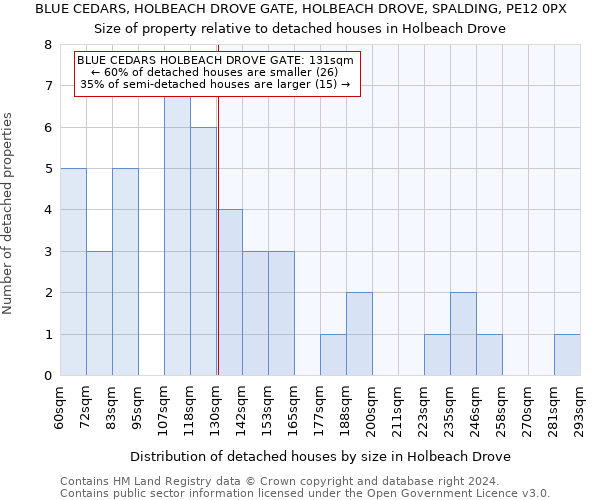 BLUE CEDARS, HOLBEACH DROVE GATE, HOLBEACH DROVE, SPALDING, PE12 0PX: Size of property relative to detached houses in Holbeach Drove