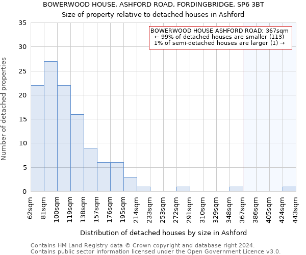 BOWERWOOD HOUSE, ASHFORD ROAD, FORDINGBRIDGE, SP6 3BT: Size of property relative to detached houses in Ashford