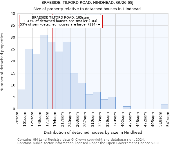 BRAESIDE, TILFORD ROAD, HINDHEAD, GU26 6SJ: Size of property relative to detached houses in Hindhead