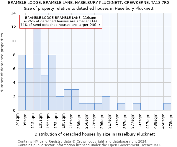 BRAMBLE LODGE, BRAMBLE LANE, HASELBURY PLUCKNETT, CREWKERNE, TA18 7RG: Size of property relative to detached houses in Haselbury Plucknett