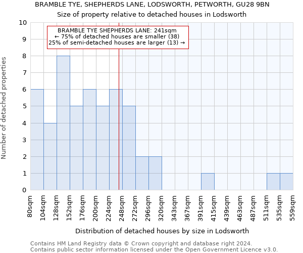 BRAMBLE TYE, SHEPHERDS LANE, LODSWORTH, PETWORTH, GU28 9BN: Size of property relative to detached houses in Lodsworth