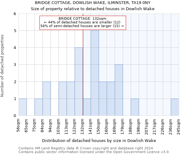 BRIDGE COTTAGE, DOWLISH WAKE, ILMINSTER, TA19 0NY: Size of property relative to detached houses in Dowlish Wake