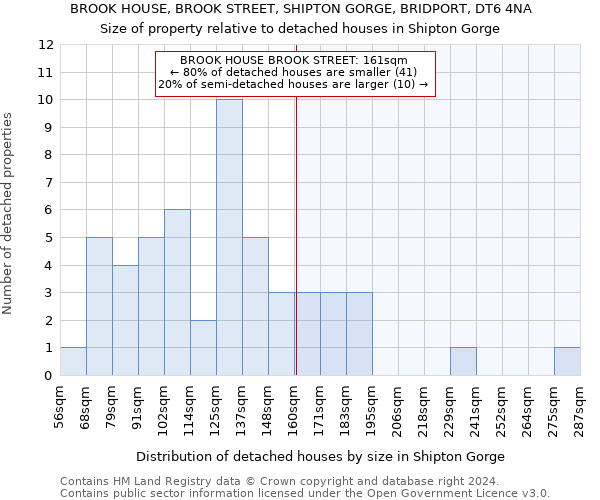 BROOK HOUSE, BROOK STREET, SHIPTON GORGE, BRIDPORT, DT6 4NA: Size of property relative to detached houses in Shipton Gorge