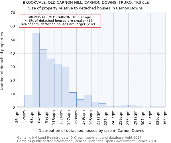 BROOKVALE, OLD CARNON HILL, CARNON DOWNS, TRURO, TR3 6LE: Size of property relative to detached houses in Carnon Downs