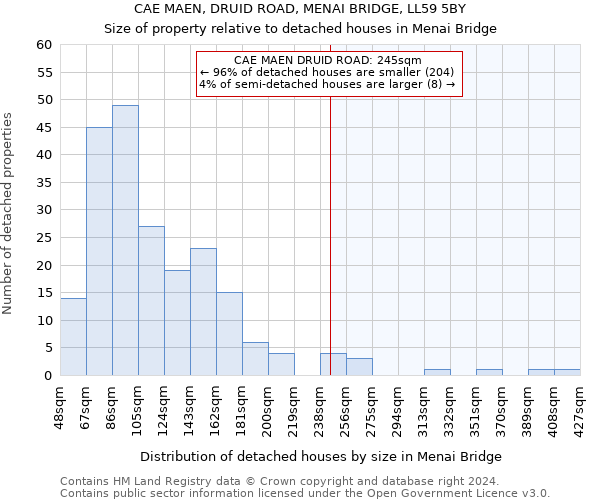 CAE MAEN, DRUID ROAD, MENAI BRIDGE, LL59 5BY: Size of property relative to detached houses in Menai Bridge