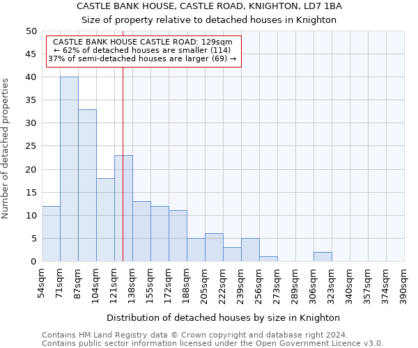 CASTLE BANK HOUSE, CASTLE ROAD, KNIGHTON, LD7 1BA: Size of property relative to detached houses in Knighton