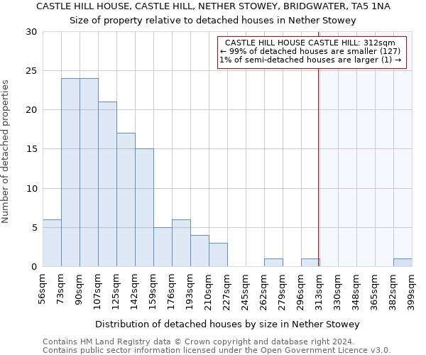 CASTLE HILL HOUSE, CASTLE HILL, NETHER STOWEY, BRIDGWATER, TA5 1NA: Size of property relative to detached houses in Nether Stowey