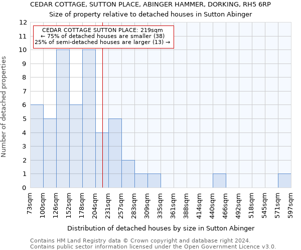 CEDAR COTTAGE, SUTTON PLACE, ABINGER HAMMER, DORKING, RH5 6RP: Size of property relative to detached houses in Sutton Abinger