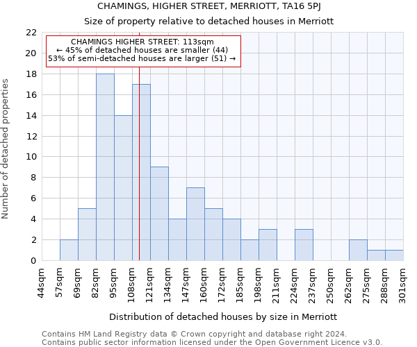 CHAMINGS, HIGHER STREET, MERRIOTT, TA16 5PJ: Size of property relative to detached houses in Merriott